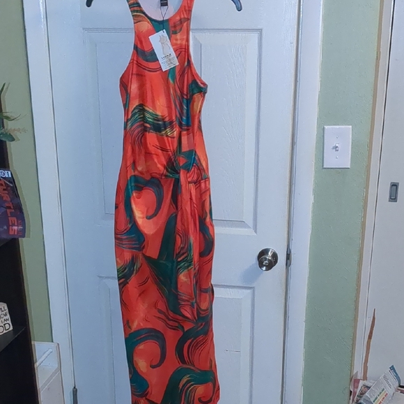 SHEIN Dresses & Skirts - SHEIN Vibrant Orange and Green Maxi Dress
